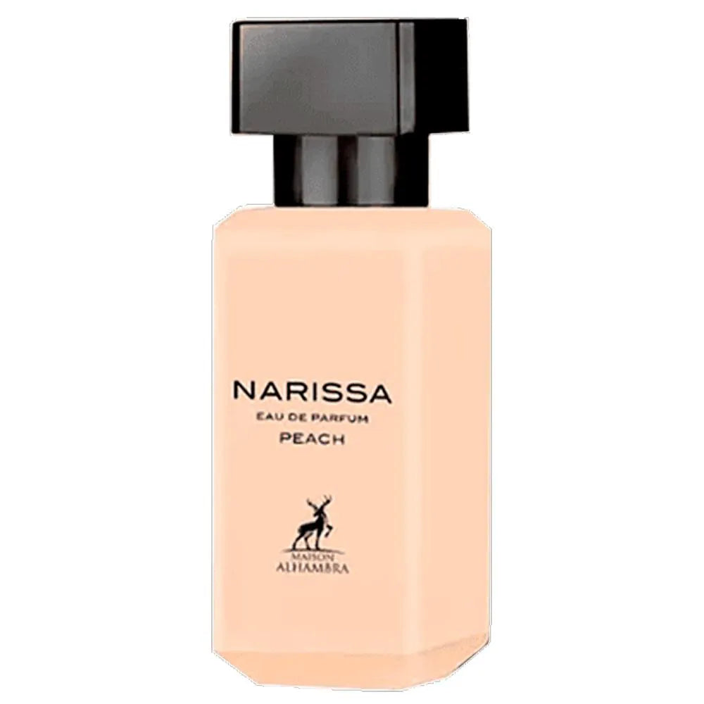 "Maison Alhambra Peach Narissa 30 ml – Perfume femenino afrutado y floral con notas de durazno y jazmín."