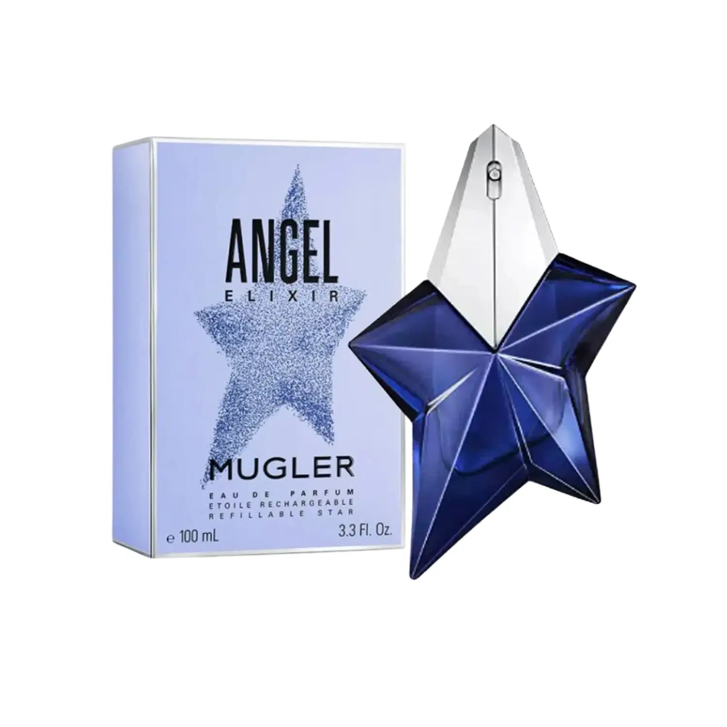 "Thierry Mugler Angel Elixir – Perfume femenino con notas de vainilla y ámbar."