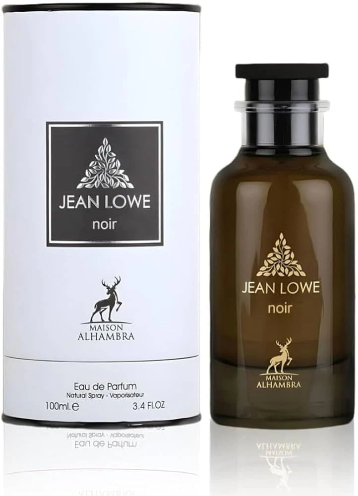 "Maison Alhambra Jean Low Noir – Perfume masculino con notas de cuero y especias."