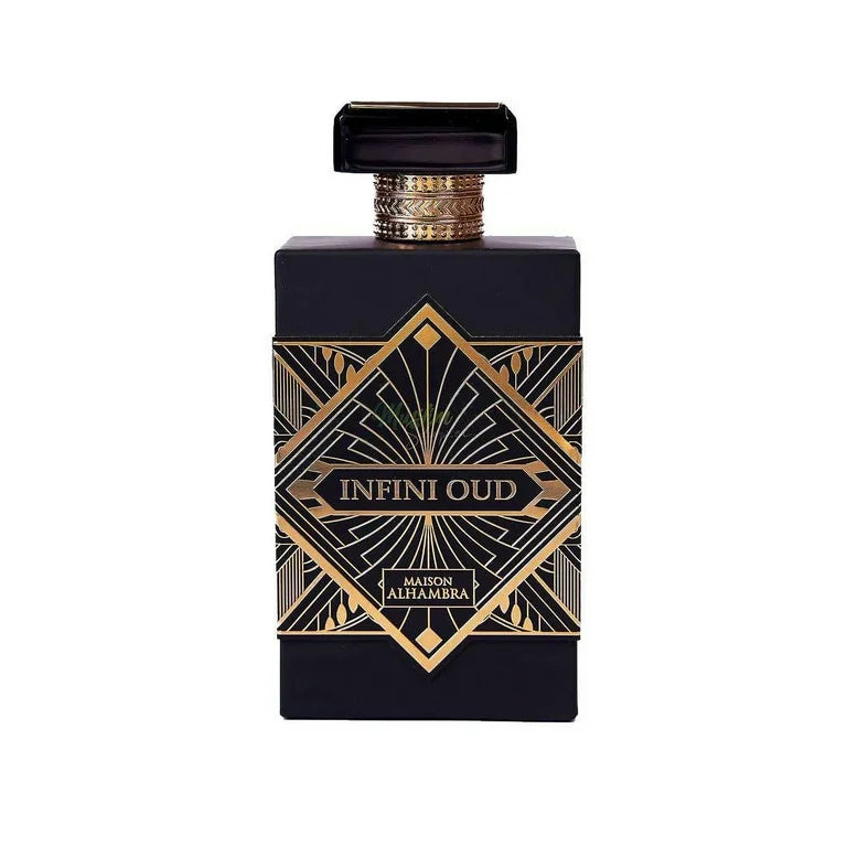"Maison Alhambra Infini Oud – Perfume amaderado oriental de lujo."