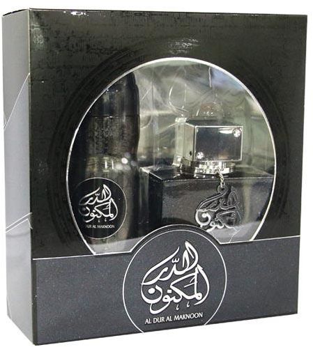SET Lattafa AL Dur AL Maknoon Silver EDP 100 ML + Deo Spray 200 ML Unisex