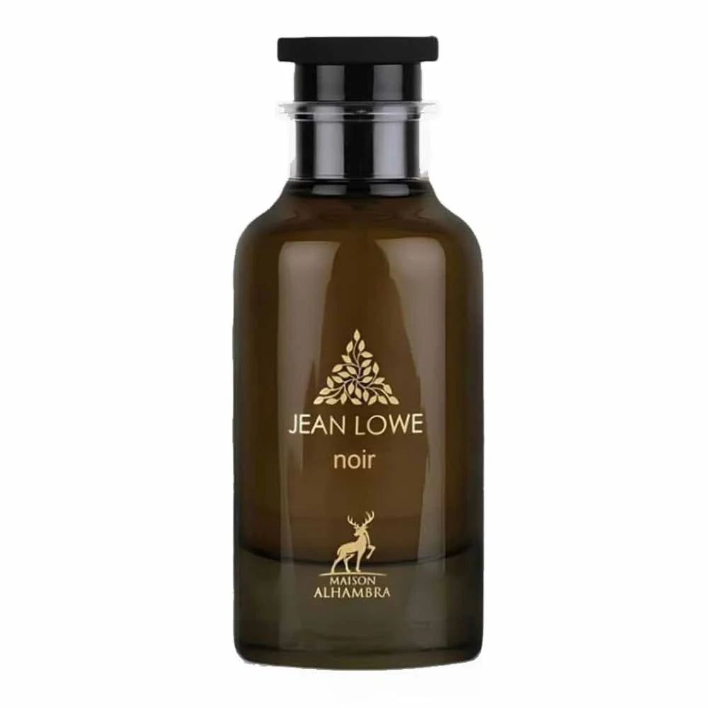 "Maison Alhambra Jean Low Noir – Perfume masculino con notas de cuero y especias."