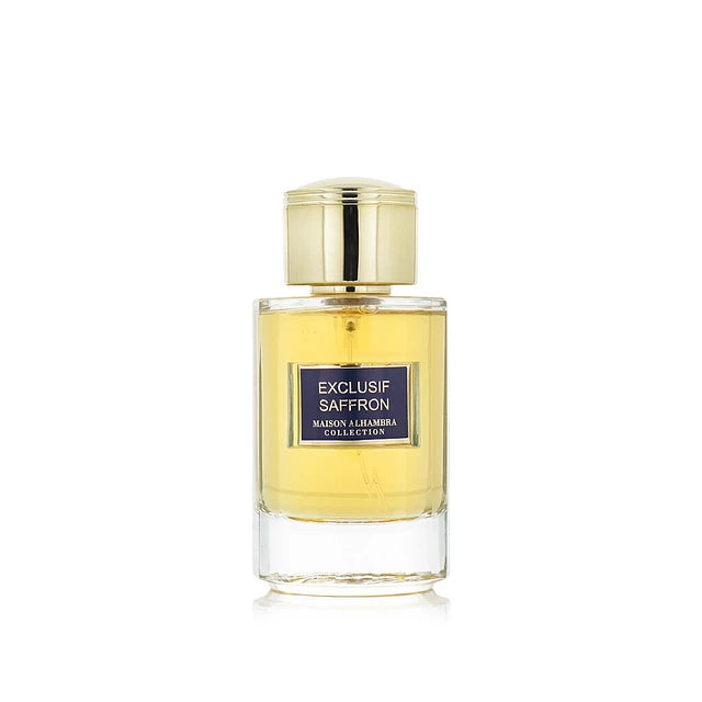 "Maison Alhambra Exclusif Saffron – Perfume de lujo con azafrán y oud."