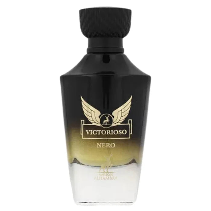 "Maison Alhambra Victorioso Nero – Perfume masculino oriental y amaderado."
