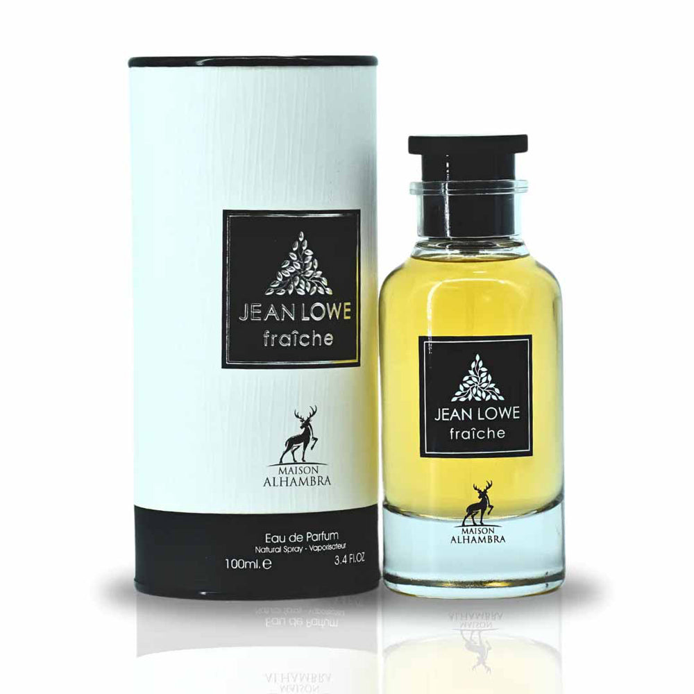"Maison Alhambra Jean Lowe Fraiche – Perfume masculino cítrico y amaderado."