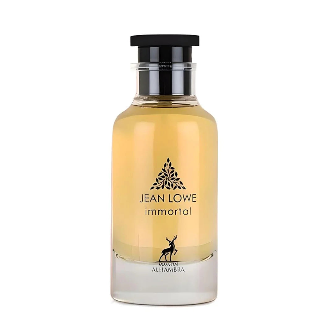 "Maison Alhambra Jean Lowe Inmortal – Perfume masculino amaderado y especiado."