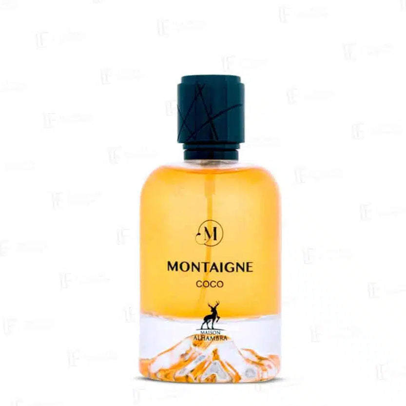 "Maison Alhambra Montaigne Coco – Perfume floral frutal con coco cremoso y un toque de vainilla."