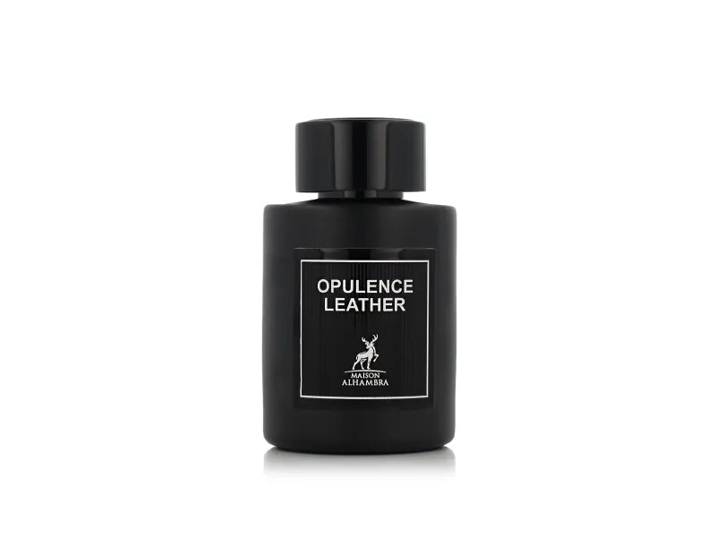 "Maison Alhambra Opulence Leather 100 ml Edp – Perfume masculino de lujo con notas de cuero y maderas."