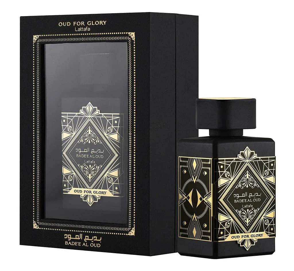 "Lattafa Oud for Glory 100 ml Edp – Perfume de lujo y sofisticación con oud y vainilla."