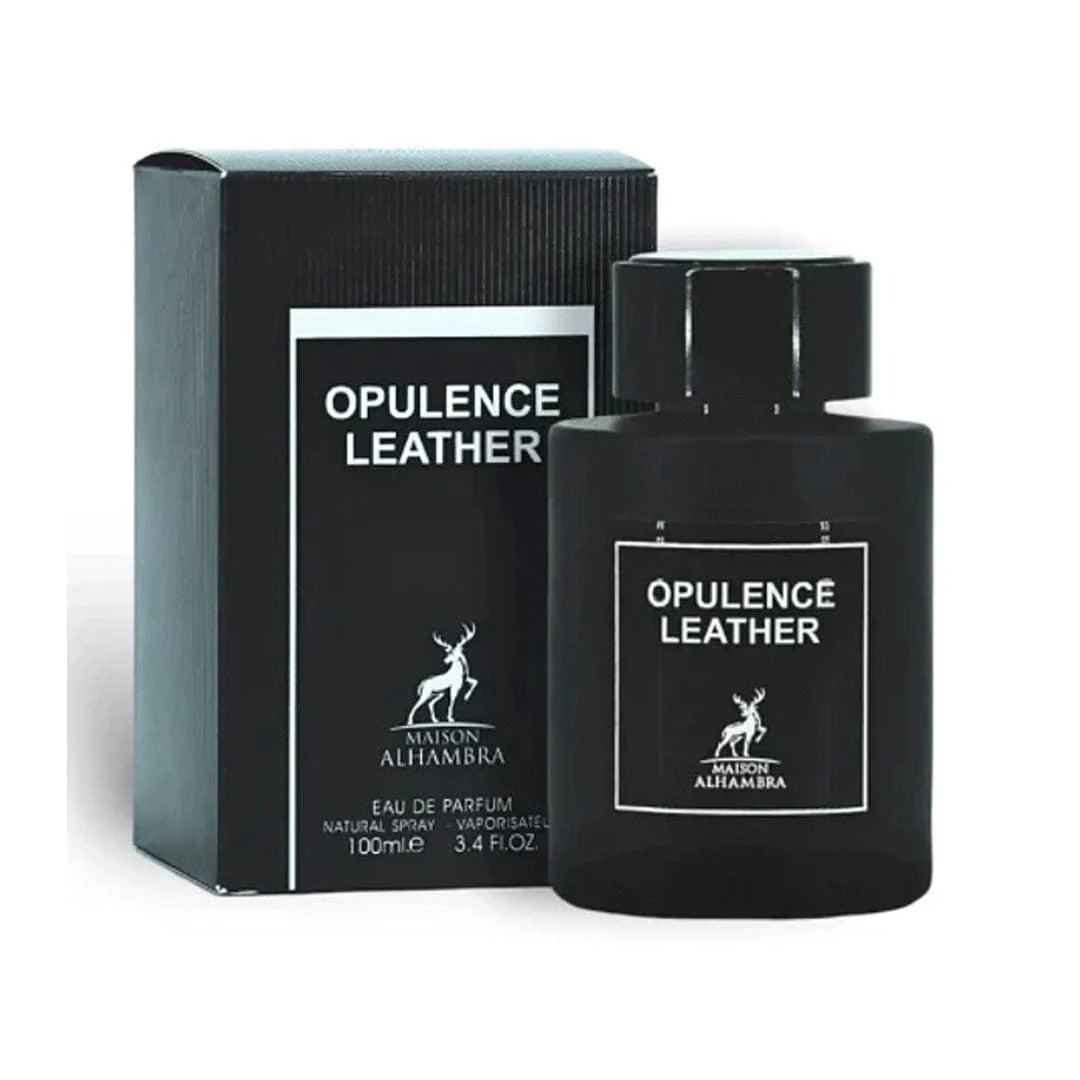 "Perfume Maison Alhambra Opulence Leather 100 ml EdP para hombre con notas de cuero, incienso, azafrán y ámbar – Fragantik"