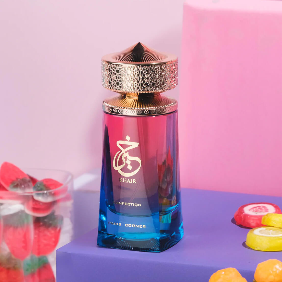 Detalle frasco Khair Confection – perfume femenino de larga duración