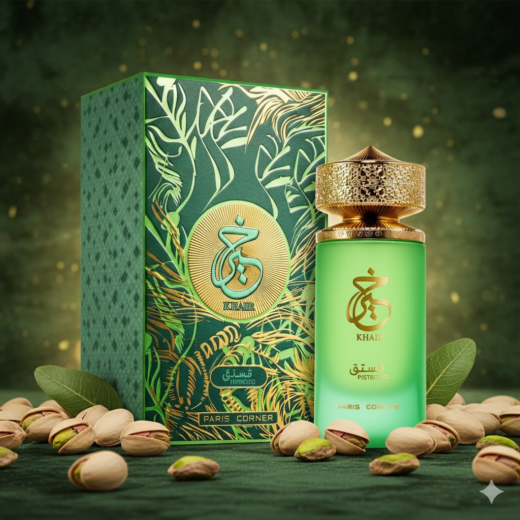 Khair Pistacho original con caja – perfume femenino dulce y elegante