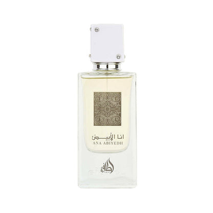 "Lattafa Al Ana Abiyedh 60 ml Edp – Perfume refinado con notas amaderadas y especiadas."