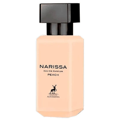 "Maison Alhambra Peach Narissa 30 ml – Perfume femenino afrutado y floral con notas de durazno y jazmín."