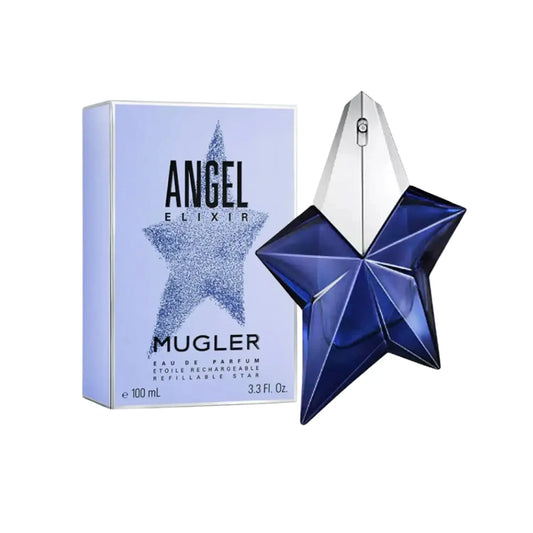 "Thierry Mugler Angel Elixir – Perfume femenino con notas de vainilla y ámbar."