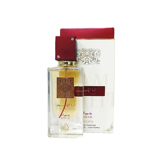 "Lattafa Al Ana Abiyedh Rouge 60 ml Edp – Perfume intenso y sofisticado con notas especiadas y amaderadas."