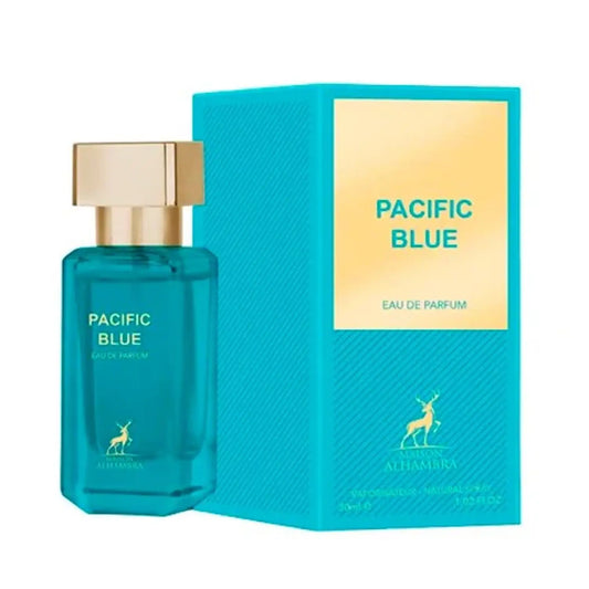 "Maison Alhambra Pacific Blue – Perfume masculino con aroma marino, cítricos y maderas cálidas."
