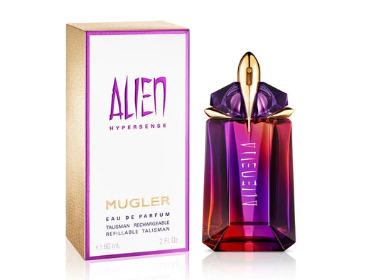 "Mugler Alien Hypersense – Perfume femenino floral y vibrante con notas cítricas y ambaradas."