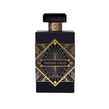 "Maison Alhambra Infini Oud – Perfume amaderado oriental de lujo."