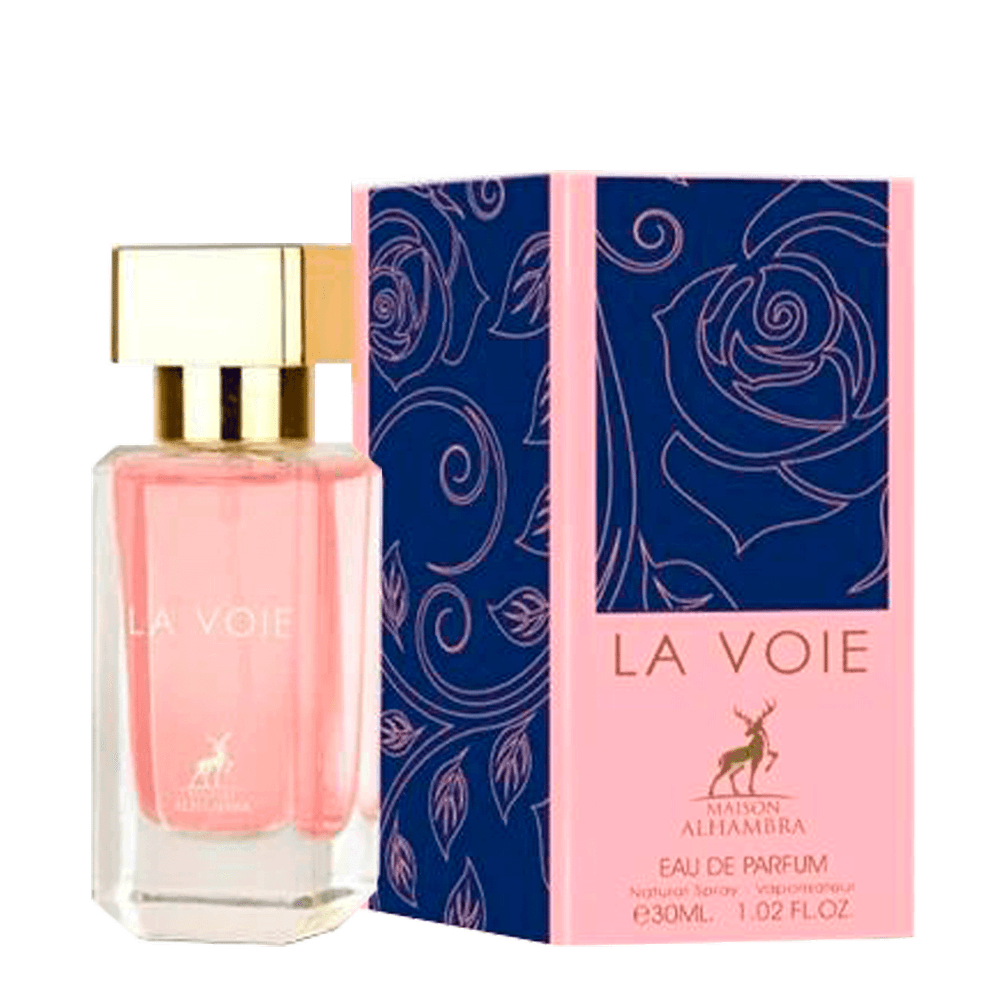 "Maison Alhambra La Voie – Perfume amaderado y especiado con un toque elegante y misterioso."