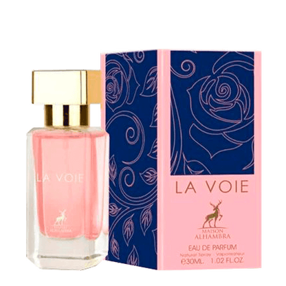 "Maison Alhambra La Voie – Perfume amaderado y especiado con un toque elegante y misterioso."