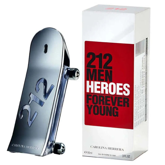 "Perfume Carolina Herrera 212 Man Heroes Forever Young 90 ml EdT para hombre, fragancia aromática fougere con jengibre, salvia y cuero – Fragantik"