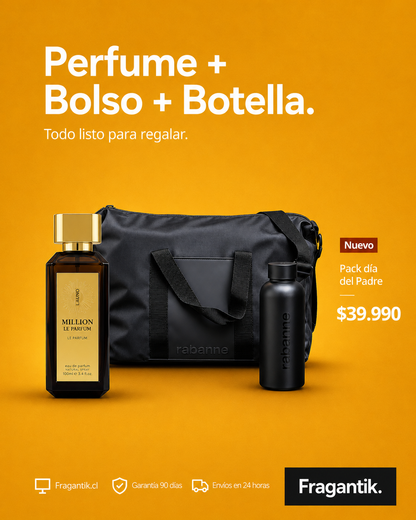 Pack Día del padre La Uno Million + Bolso de viaje Rabanne + Botella Rabanne + Decant de regalo