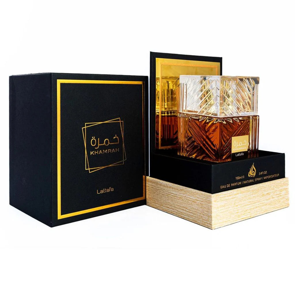 "Lattafa Khamrah 100 ml Edp – Perfume intenso con especias y dulzura oriental."