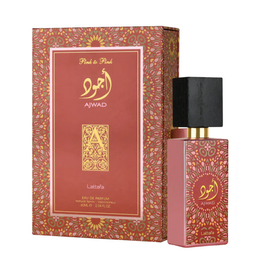 "Lattafa Ajwad Pink to Pink 60 ml Edp para Mujer – Perfume fresco y juvenil con notas florales y afrutadas."