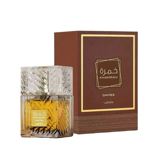 "Lattafa Khamrah Qahwa 100 ml Edp – Perfume intenso con café, especias y dulzura envolvente."