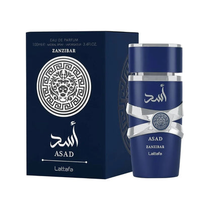 "Lattafa Asad Zanzibar 100 ml Edp – Perfume masculino sofisticado y exótico."