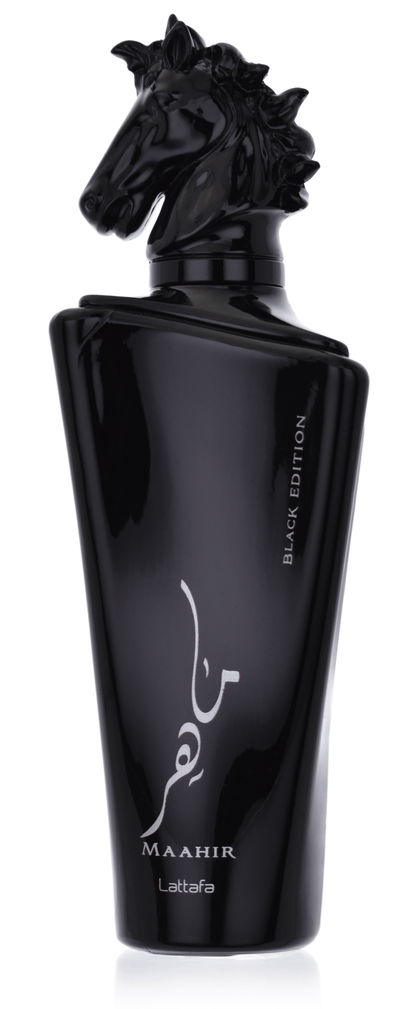 "Lattafa Maahir Black Edition 100 ml Edp – Perfume masculino sofisticado y potente."