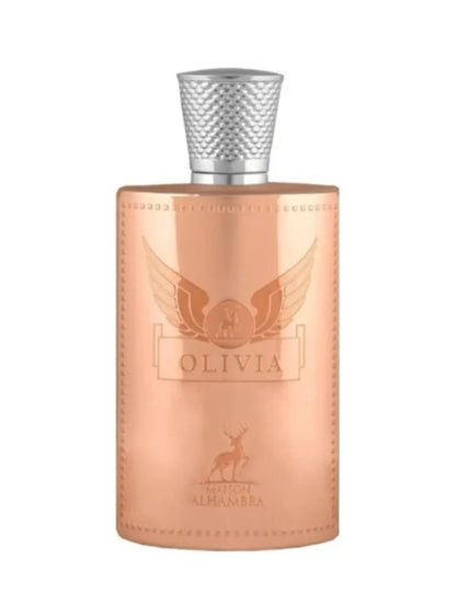 "Maison Alhambra Olivia – Perfume femenino floral afrutado con toques dulces y frescos."