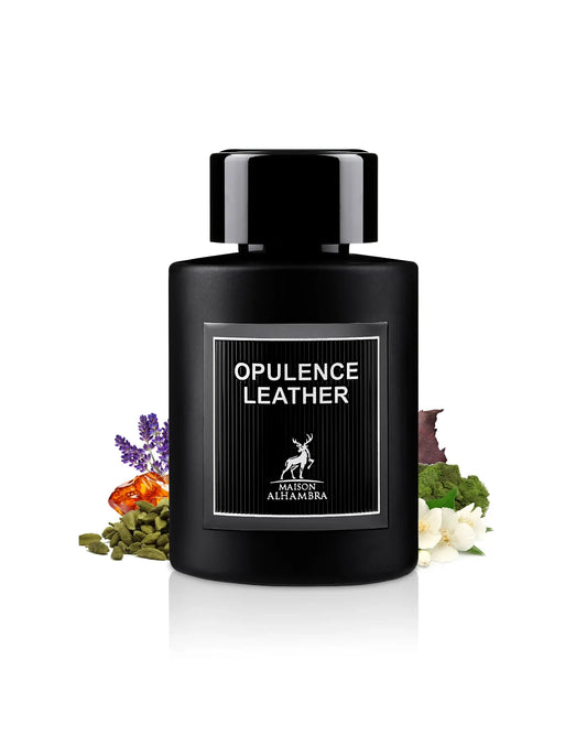 "Perfume Maison Alhambra Opulence Leather 100 ml EdP para hombre con notas de cuero, incienso, azafrán y ámbar – Fragantik"