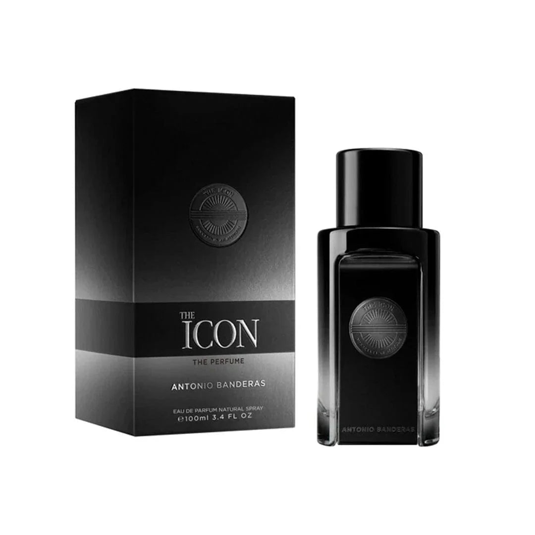 Perfume masculino The Icon Eau de Parfum 100 ml Antonio Banderas – fragancia elegante y seductora con notas de cuero, lavanda y toronja.