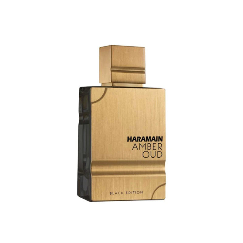 "Perfume Al Haramain Amber Oud Black Edition 60 ml – Aroma especiado y elegante."