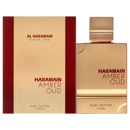 "Perfume Al Haramain Amber Oud Ruby Edition 60 ml – Aroma oriental amaderado de lujo."