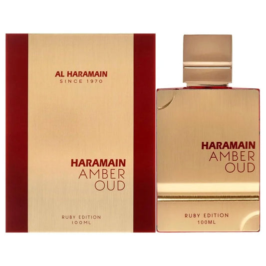"Perfume Al Haramain Amber Oud Ruby Edition 60 ml – Aroma oriental amaderado de lujo."