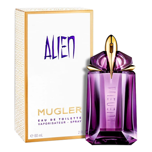 "Thierry Mugler Alien – Perfume femenino misterioso con ámbar y jazmín."