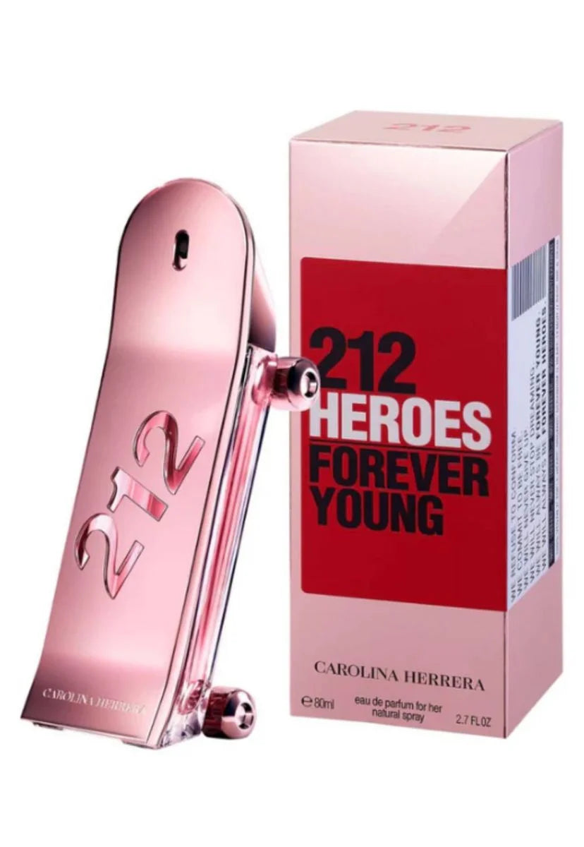 "Perfume Carolina Herrera 212 Heroes Forever Young 80 ml EdT para mujer, fragancia floral frutal con mandarina, jazmín y sándalo – Fragantik"