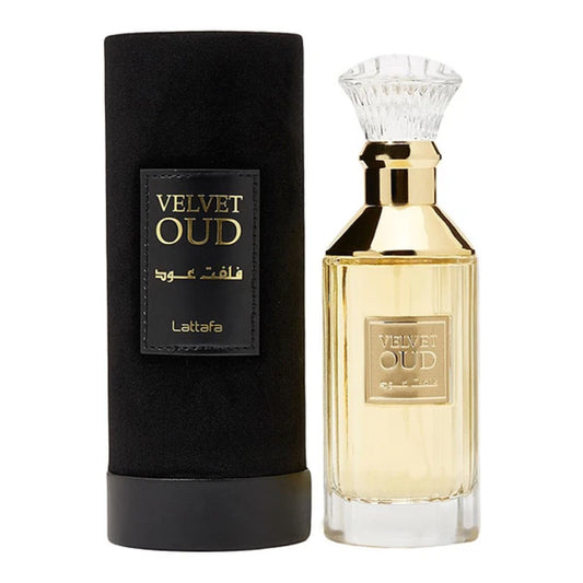 "Lattafa Velvet Oud 100 ml Edp – Perfume unisex amaderado y especiado."