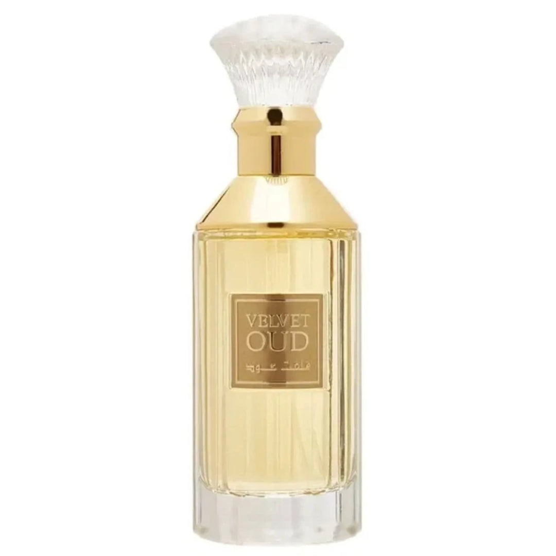 "Lattafa Velvet Oud 100 ml Edp – Perfume unisex amaderado y especiado."