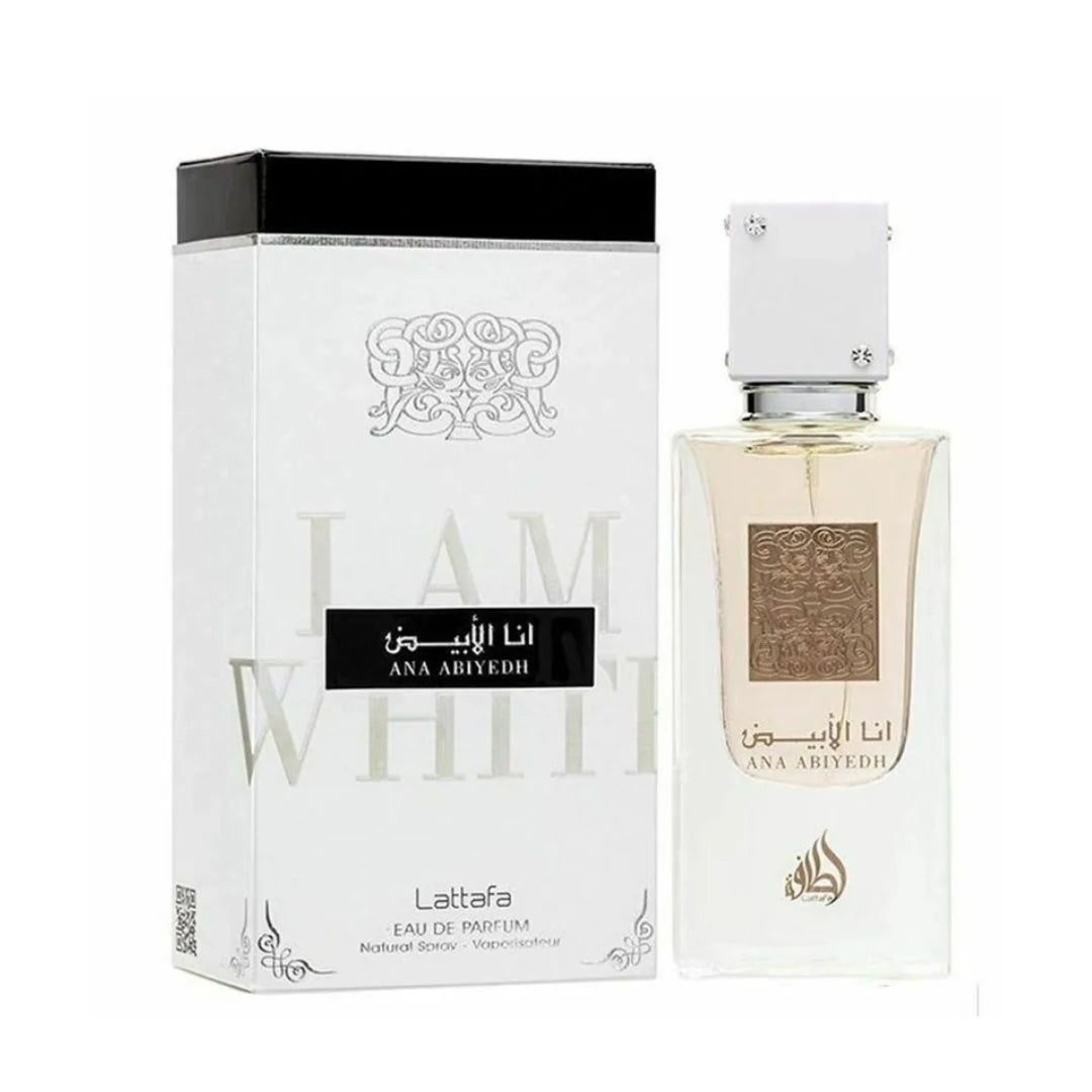 "Lattafa Al Ana Abiyedh 60 ml Edp – Perfume refinado con notas amaderadas y especiadas."