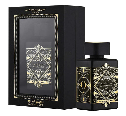"Lattafa Oud for Glory 100 ml Edp – Perfume de lujo y sofisticación con oud y vainilla."