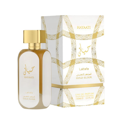 "Lattafa Hayaati Gold Elixir 100 ml Edp – Perfume femenino oriental y dulce, ideal para mujeres sofisticadas."