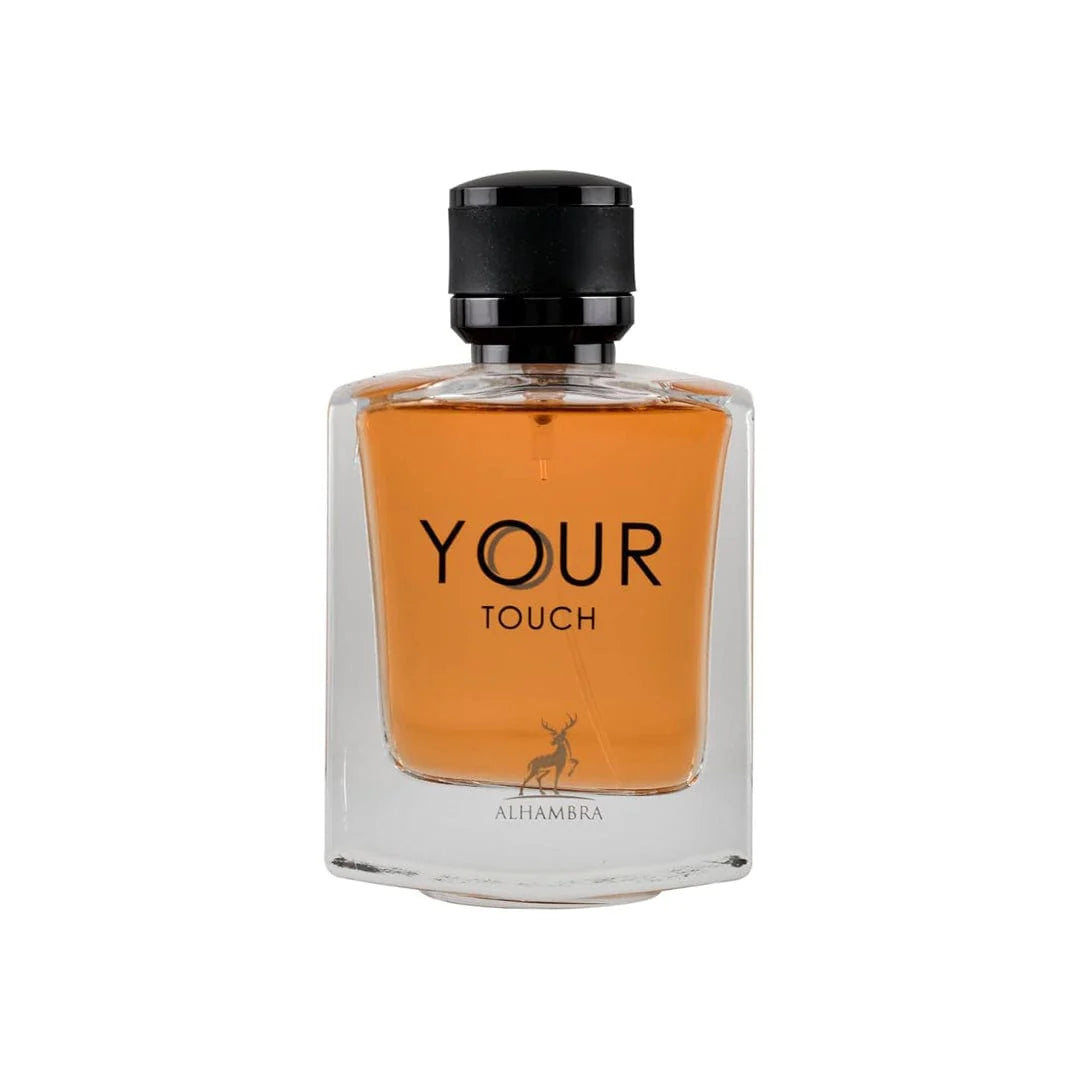 "Maison Alhambra Your Touch – Perfume floral afrutado con toques de vainilla y almizcle."