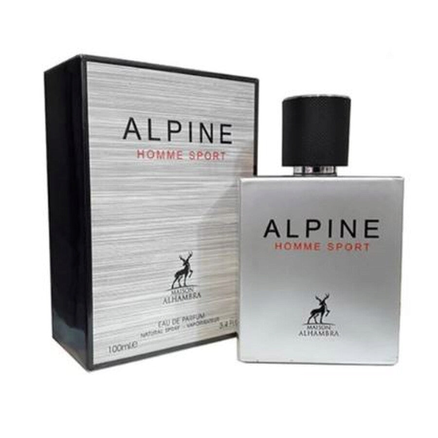 "Maison Alhambra Alpine Homme Sport 100 ml Edp – Perfume masculino fresco y vibrante."