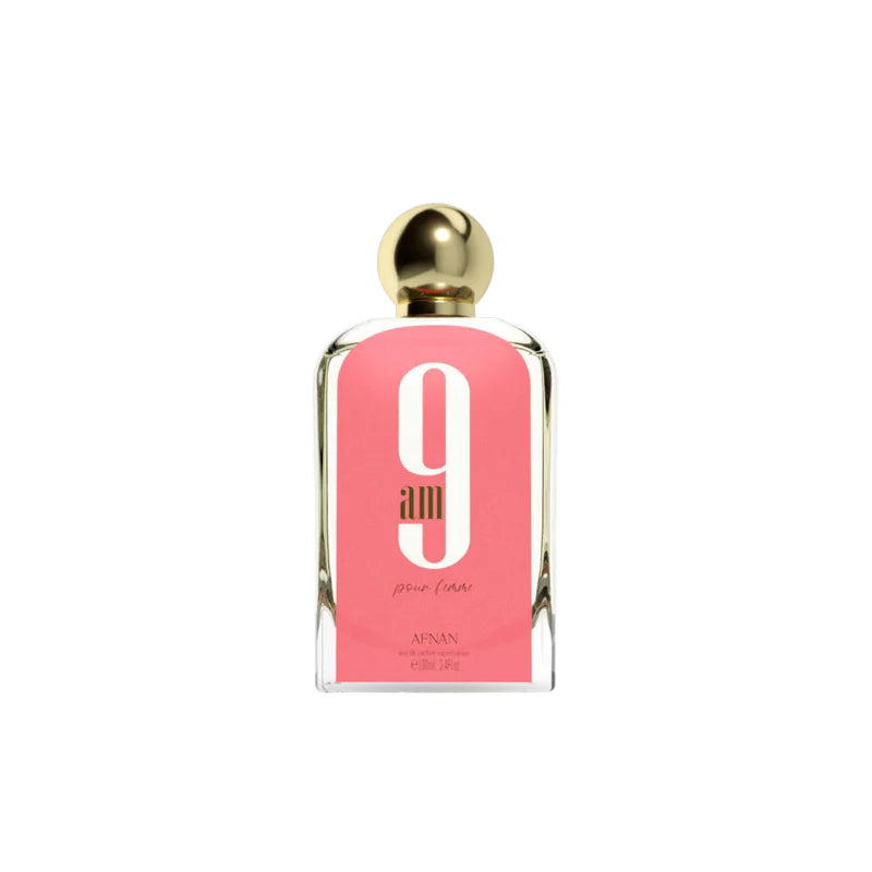 "Afnan 9AM 100 ml – Perfume femenino floral y frutal con notas vibrantes."