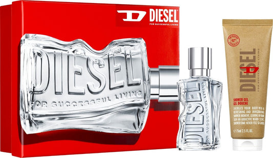 "Diesel D Set 30 ml + 75 ml gel de ducha – Perfume masculino fresco y moderno."