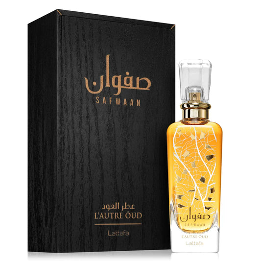"Lattafa Ulgan Safwaan Oud 100 ml Edp – Perfume masculino amaderado y oriental."